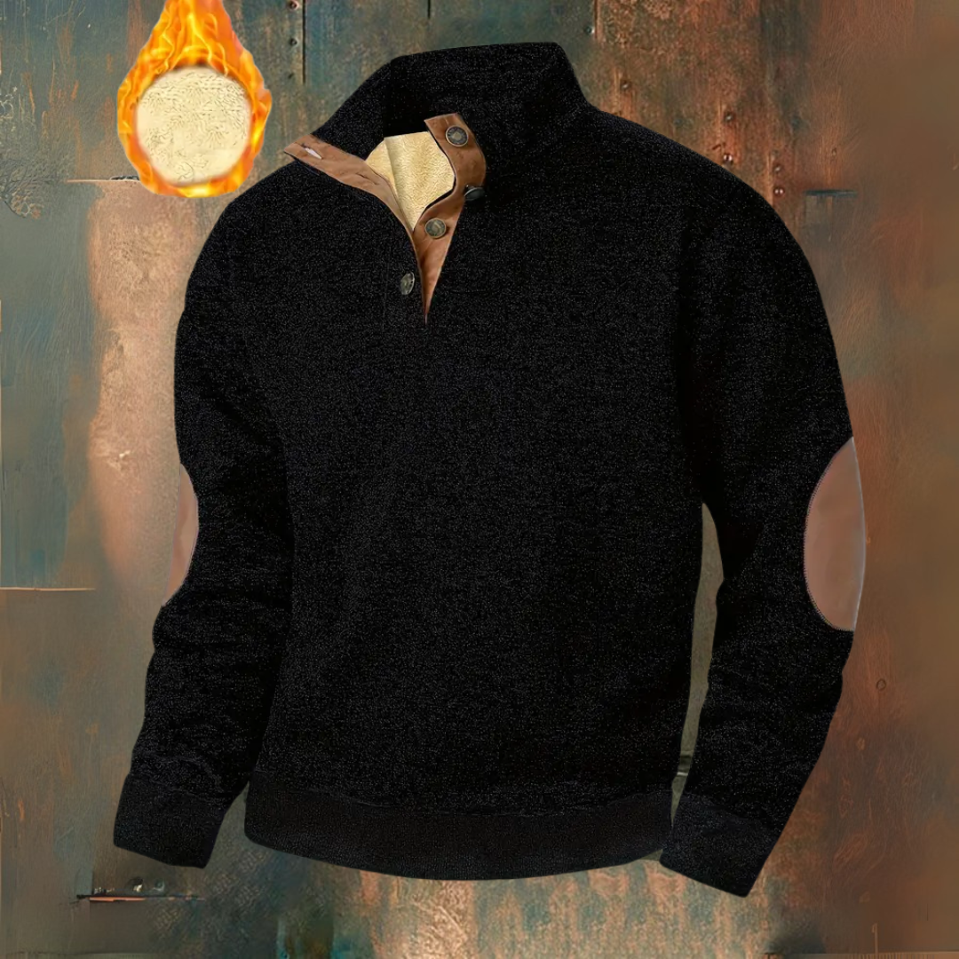 Warme fleece trui met knoopsluiting