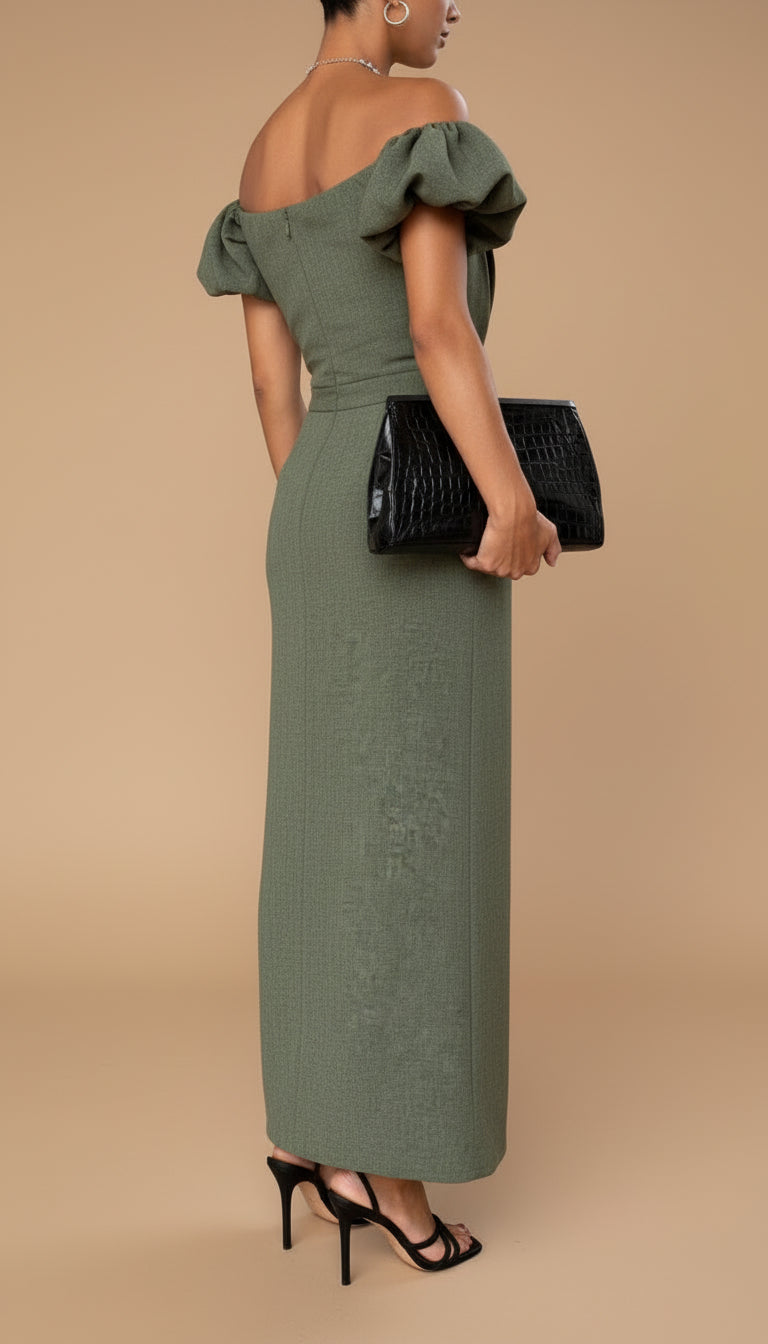 JASMIJN | Elegante Midi Jurk met Geaccentueerde Taille en Tijdloze Avondstijl