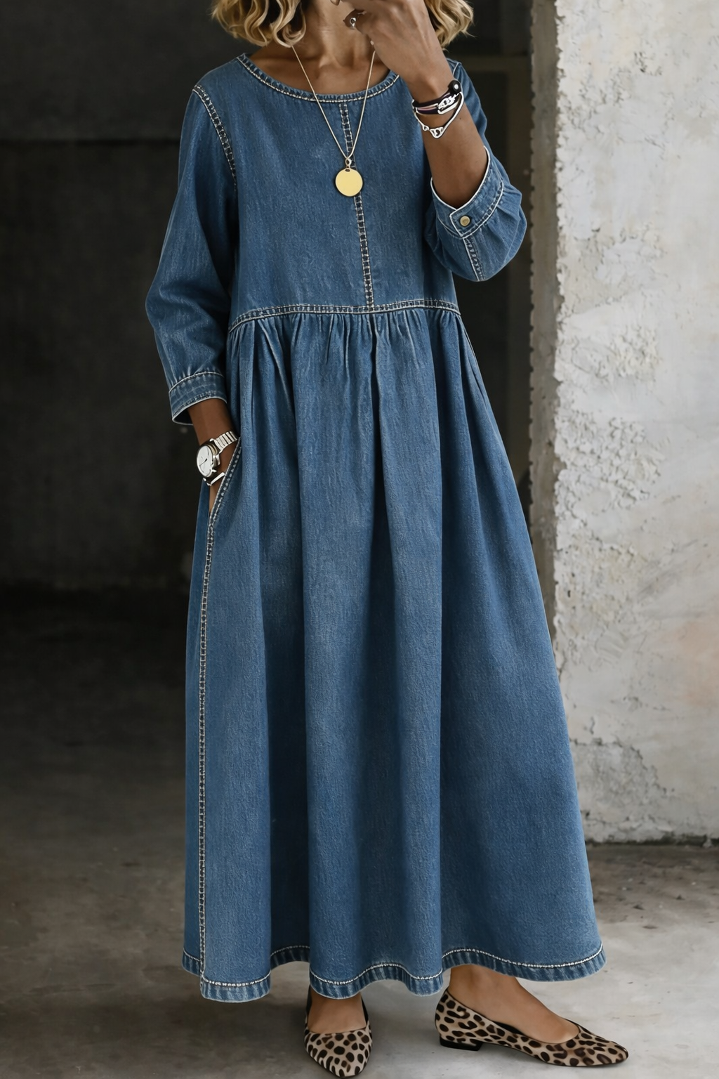 Zephyrelle - Vintage Denim Maxikjole