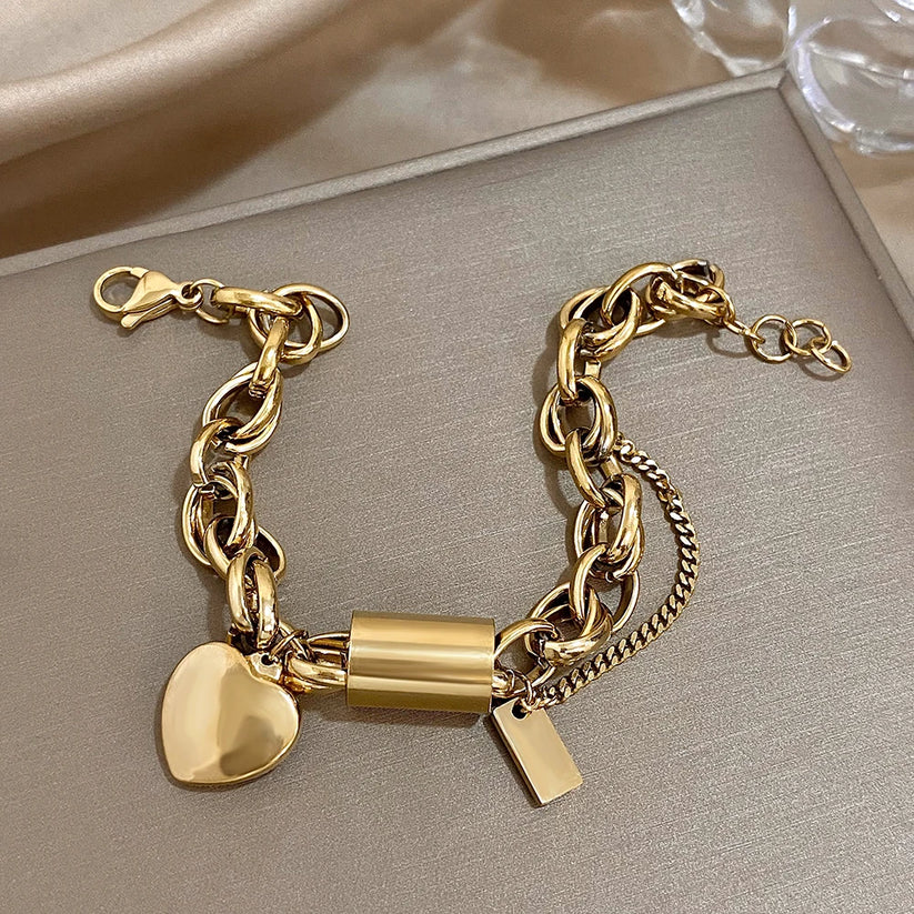Guadalupe - Armbånd med guld hjertevedhæng