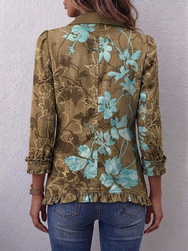 Sundhed | Gradient blomsterjakke med flæser