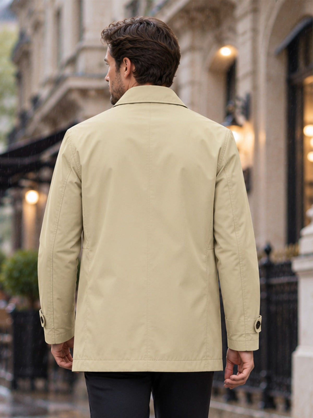 Vattentät midjelång trenchcoat för man