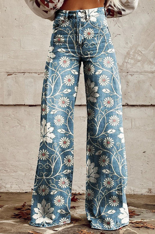 Margherita | Elegante Boho Broek met Bloemenpatroon