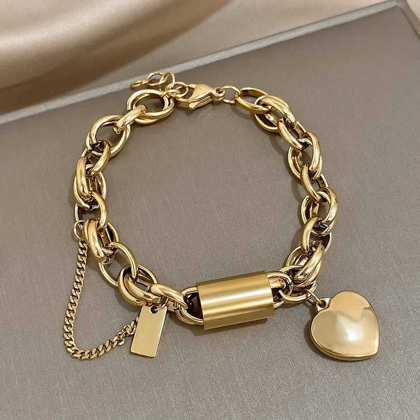 Guadalupe - Armbånd med guld hjertevedhæng