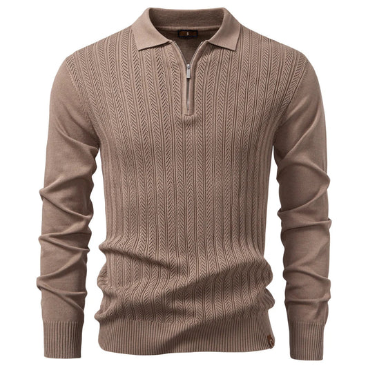 ARMAND | LUXE STRUCTUUR POLO MET RITS VOOR HEREN