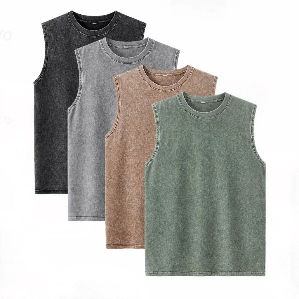 Herre Oversized T-shirt i Kraftig Bomuld med Vintagevask (4-pak)