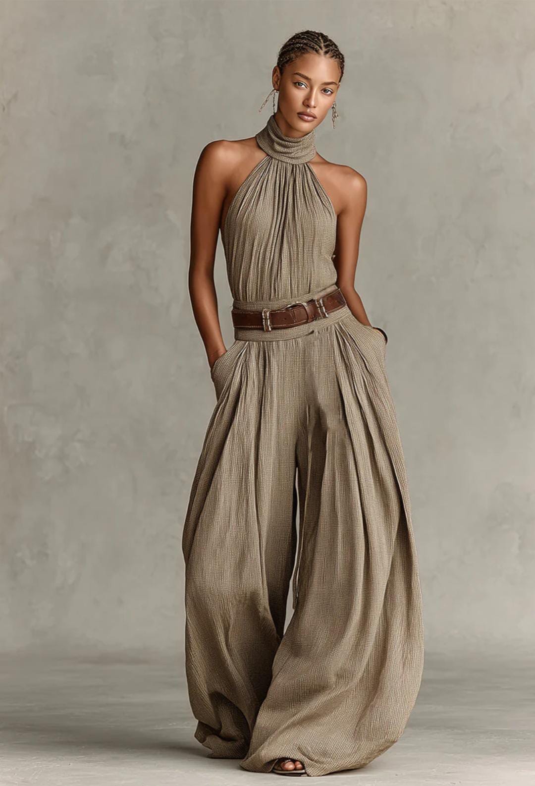 CATERINA | WIDE LEG JUMPSUIT I TORTORA MED AMERIKANSK UDSKÆRING I BOHO-STIL