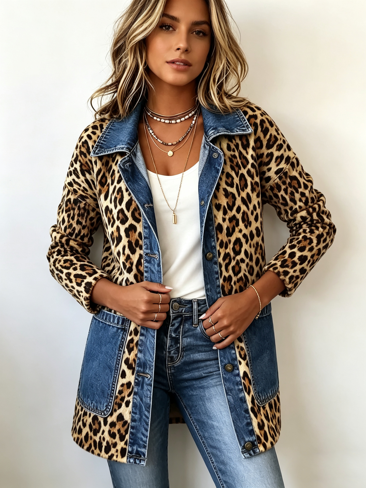 Lorraine | Lang leopardjakke med jeans