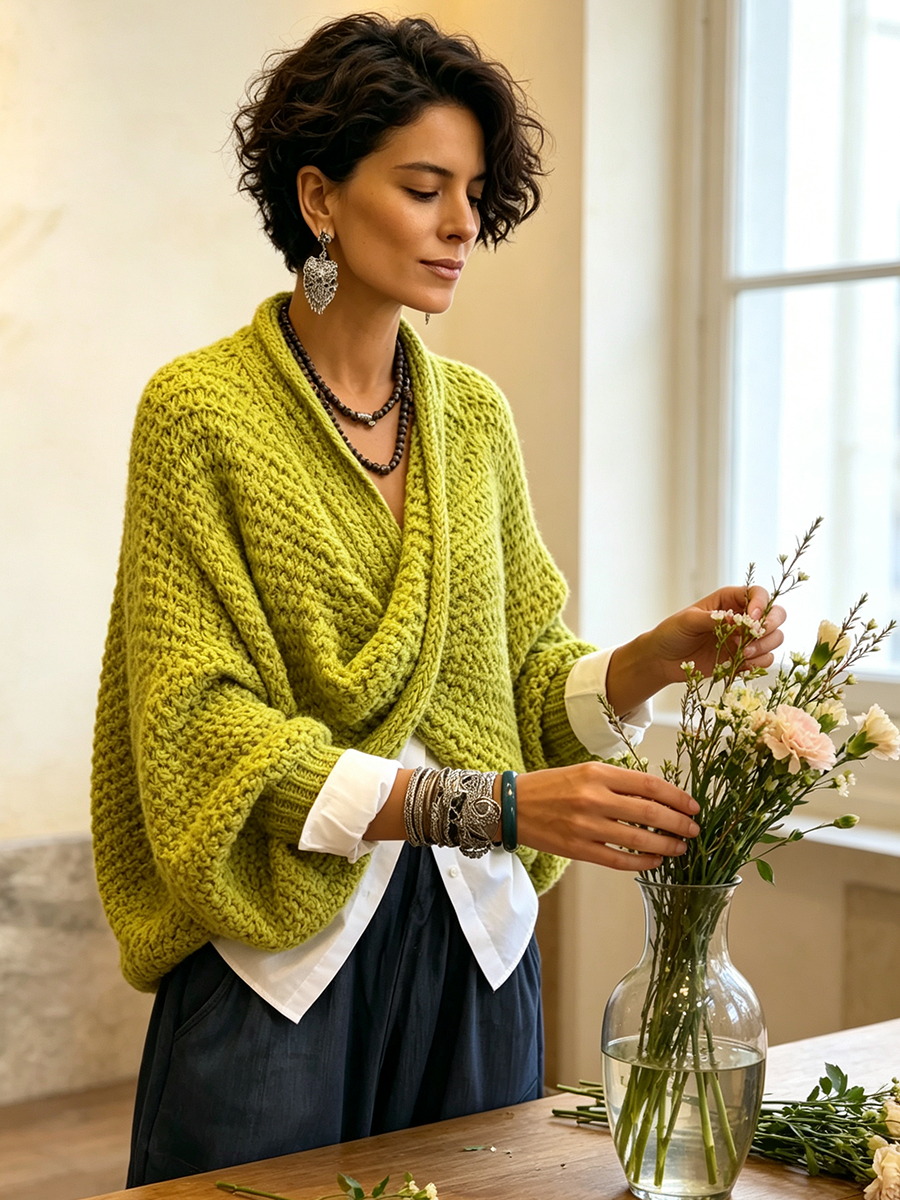 Nikita-Hyggelig, afslappet sweater med flagermusærmer og krydset V-hals