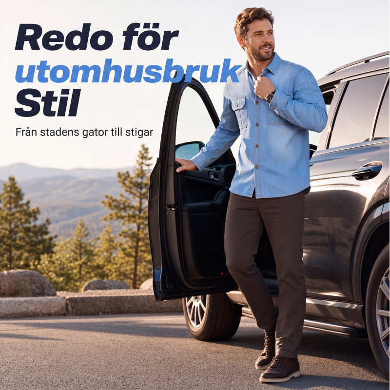 Herre afslappet langærmet denimskjorte